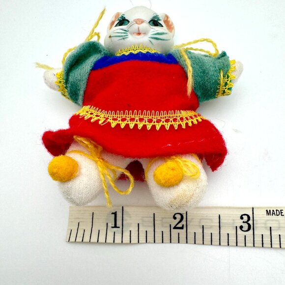 Vintage Department 56 Cat Ornament Ceramic Head Plush Body Christmas Kitty - Picture 3 of 7